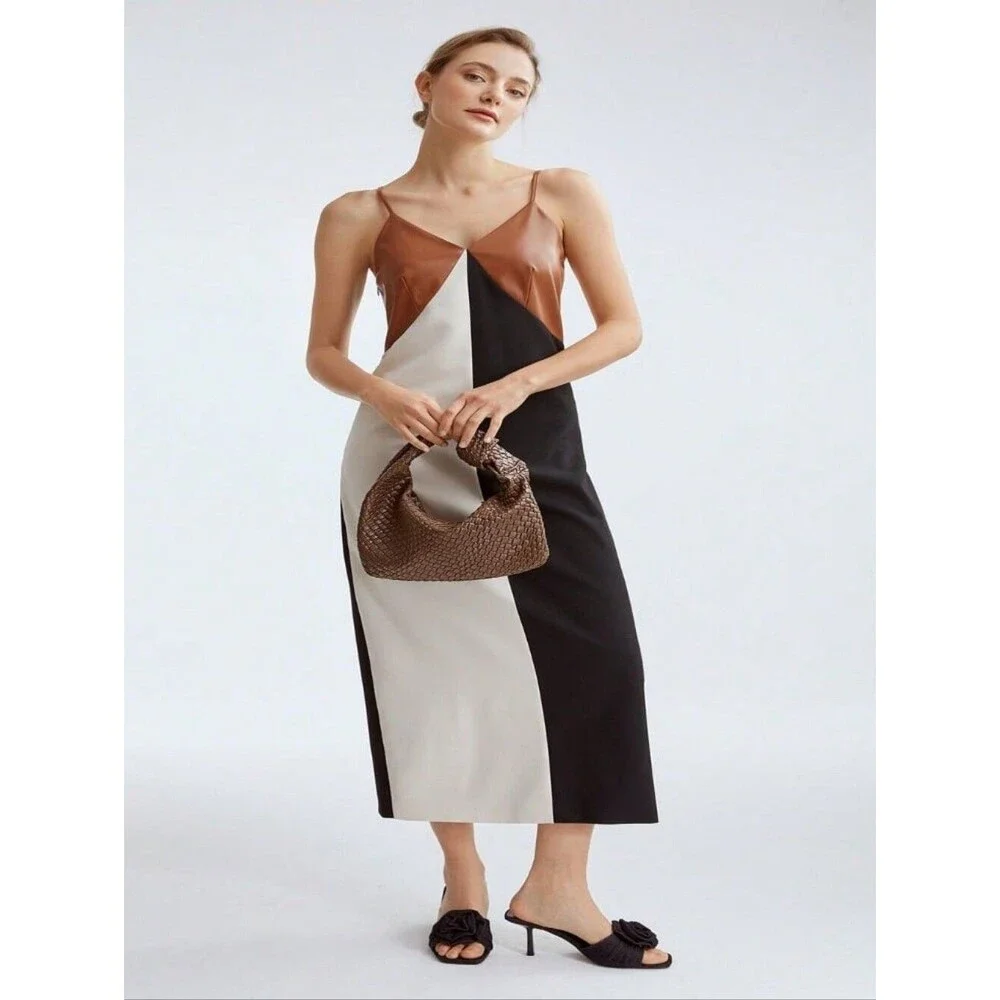 MOTF Premium Vegan Leather Textured Bagette HandBag - Brown Purse - Bow Detail